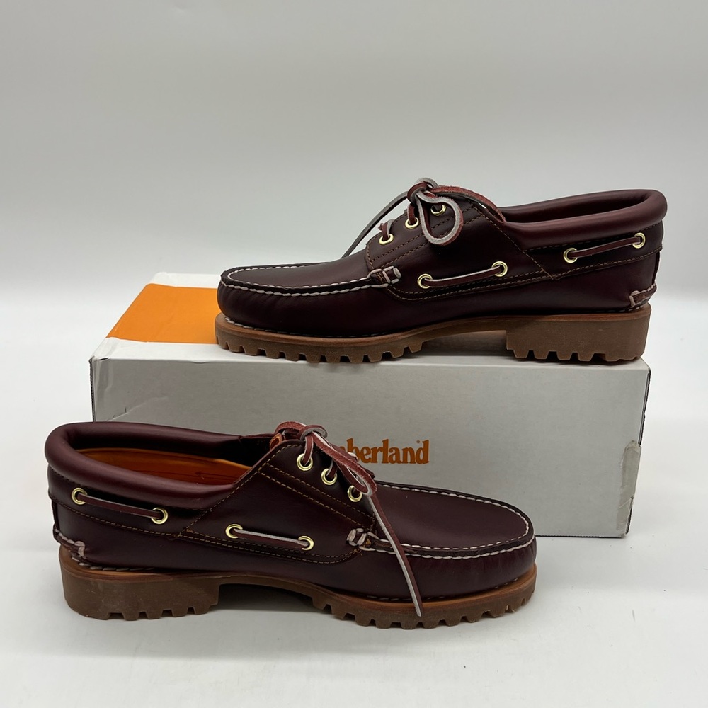 Timberland 3 Eye Lug Handsewn Men’s Sz 9M Burgundy Leather 50009 Boat Shoes.